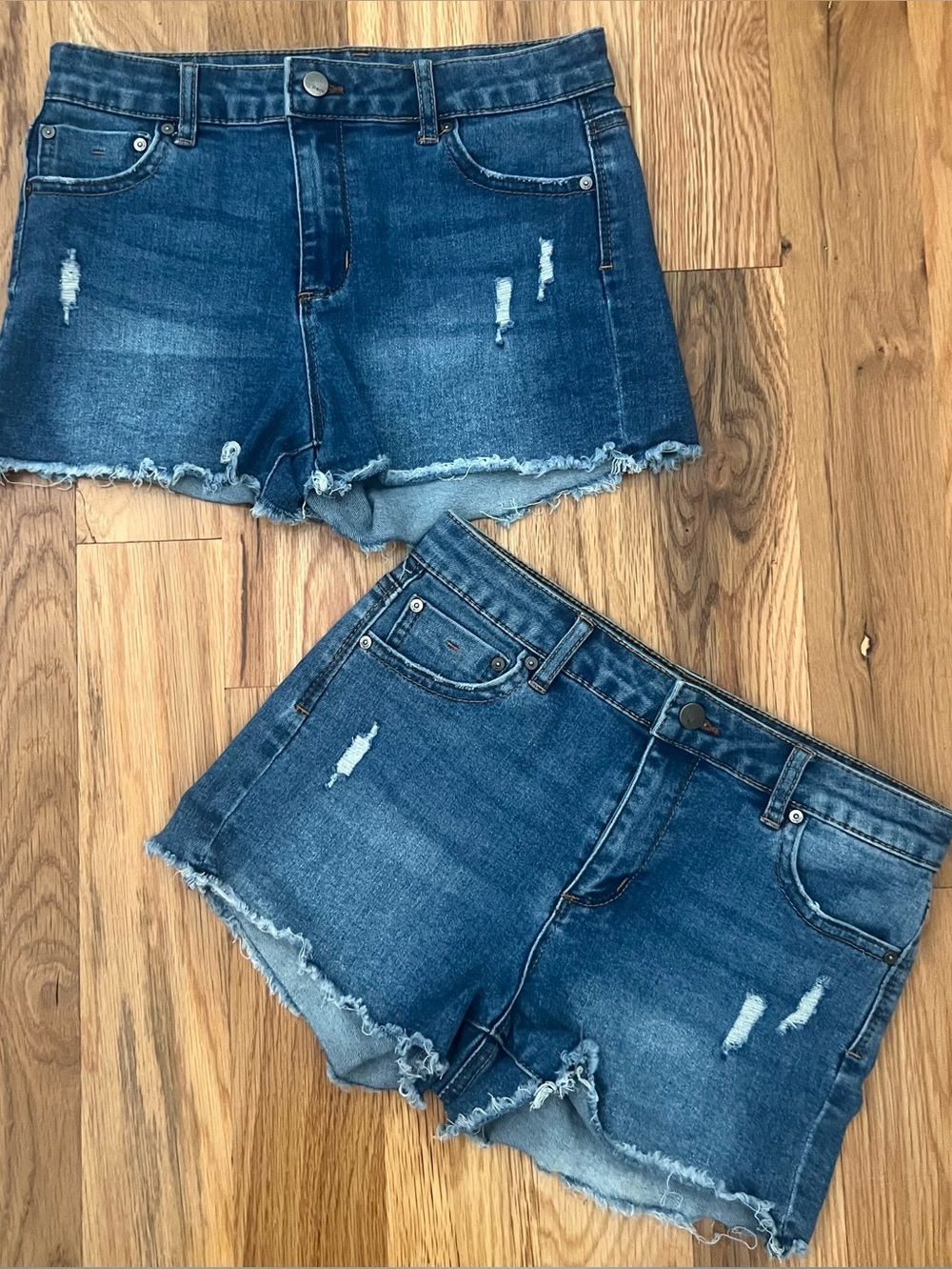 Tractr- Distressed Denim Shorts - Blue